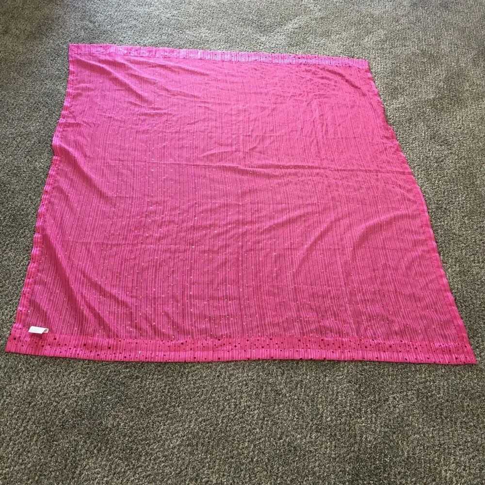Corona Curtain Co Single Panel Dark Pink Sequin Kids Teen Room Semi Sheer 65x56